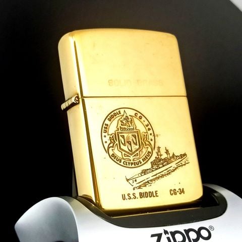 Bật Lửa Zippo Đồng Khối Solid Brass Chu Niên 1932 - 1989 Khắc Ăn Mòn Chủ Đề Tầu Chiến Hiếm Gặp ZQH153