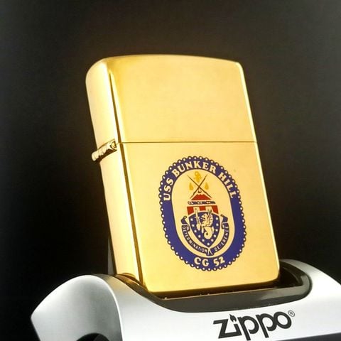 Bật Lửa Zippo Đồng Khối Chủ Đề Tầu Chiến Mạ Vàng Gold Plated Hiếm Gặp Đời VIII La Mã Năm 1992 ZQH139