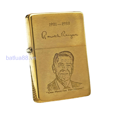ZIPPO VINTAGE BRASS KHÔNG CHẶT GÓC CHỦ ĐỀ TỔNG THỐNG HOA KỲ RẤT HIẾM ĐỜI V LA MÃ SẢN XUẤT 1989 - ZQH8