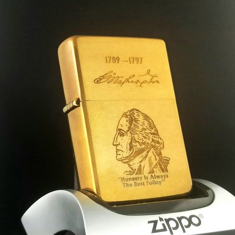 ZIPPO VINTAGE BRASS KHÔNG CHẶT GÓC CHỦ ĐỀ TỔNG THỐNG HOA KỲ RẤT HIẾM ĐỜI V LA MÃ SẢN XUẤT 1989 - ZQH9