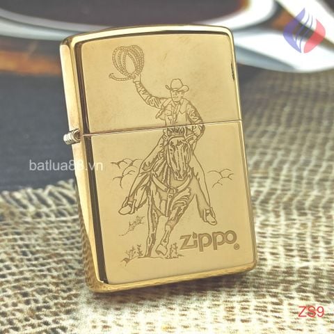 SET BẬT LỬA ZIPPO BRASS CHỦ ĐỀ CAO BỒI CƯỠI NGỰA QUĂNG DÂY ĐỜI 2003 ZS9