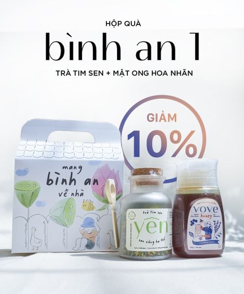  Combo BÌNH AN 1 (Mật ong hoa Nhãn + Trà tim sen) 