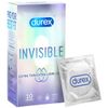  BCS Durex Invisible Lubricated, Nhiều Gel Hơn, Hộp 10 Cái 