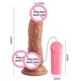  DV Giả Có Điều Khiển Dây, Hít Tường Size Vừa - Rung Nhiều Chế Độ, Đầu DV Mềm Chân Thật 