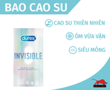  Bao Cao Su Durex Invisible Chính Hãng, Siêu Mỏng, Trơn, Chân Thật, Hộp 10 Cái 