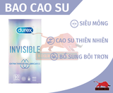  BCS Durex Invisible Lubricated, Nhiều Gel Hơn, Hộp 10 Cái 