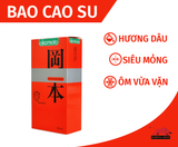  Bao Cao Su Okamoto Skinless Skin Strawberry - Hộp 10 Cái, Mỏng, Trơn, Hương Dâu Ngọt Ngào 