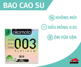  Bao Cao Su Okamoto 0.03 Platinum - Hộp 3 Cái, Siêu Mỏng - Trong Suốt 