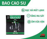  Bao Cao Su Okamoto Strong - Hộp 3 Cái, Mỏng, Trơn, Tinh Chất Bạc Hà Kéo Dài Thời Gian Nam Giới 