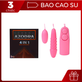  [Giảm 15%] Bao cao su Azodra 4 in 1 + trứng rung 2 đầu siêu mạnh 