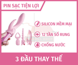  Cây Massage Mini Cao Cấp, 3 Đầu Thay Thế, Nhiều Tần Số Rung 