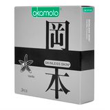  Bao Cao su Okamoto Skinless Skin Vanilla - Hộp 3 Cái, Mỏng, Trơn, Hương Vani Ngọt Ngào 