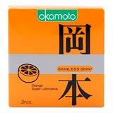  Bao Cao Su Okamoto Skinless Skin Orange - Hộp 3 Cái, Mỏng, Trơn, Hương Cam Thơm Ngát 