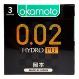  Bao Cao Su Okamoto 0.02 PU - Hộp 3 Cái - Siêu Mỏng, Non- Latex, Truyền Nhệt Tốt, Size Lớn 