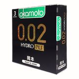  Bao Cao Su Okamoto 0.02 PU - Hộp 3 Cái - Siêu Mỏng, Non- Latex, Truyền Nhệt Tốt, Size Lớn 