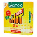  Bao Cao Su Okamoto Dot De Hot - Hộp 3 Cái, Nóng Ấm, Điểm NổI 