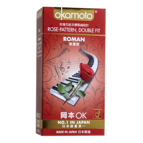  Bao cao su Okamoto Roman - Hộp 10 Cái ( Mỏng, Gân hoa hồng,...) 