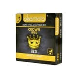  Bao Cao Su Okamoto Crown , Siêu Mỏng, Trơn ,Truyền Nhiệt Chân Thật, Hộp 03 Cái 