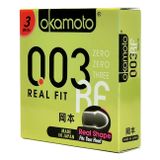  Bao Cao Su Okamoto 0.03 Real Fit - Hộp 3 Cái, Siêu Mỏng, Ôm Khít Cực Đỉnh 