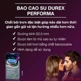  Bao Cao Su Durex Performa Chính Hãng, Hộp 12 Cái, Mỏng, Trơn, Kéo Dài Thời Gian Nam Giới 
