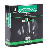  Bao Cao Su Okamoto Strong - Hộp 3 Cái, Mỏng, Trơn, Tinh Chất Bạc Hà Kéo Dài Thời Gian Nam Giới 