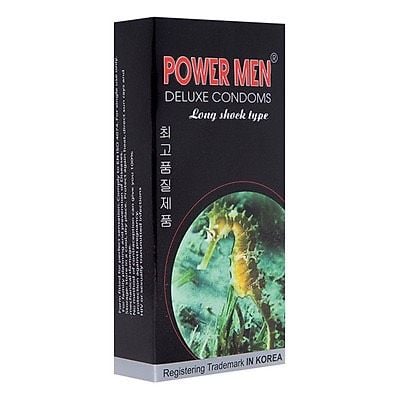  Bao cao su cá ngựa kéo dài thời gian Power Men Long Shock Type (đen) hộp 12 cái 