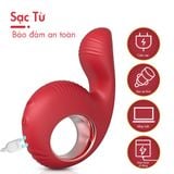  Máy Massage Mini Hình Ngón Tay, Lỗ Tay Cầm Màu Đỏ Sạc Điện 