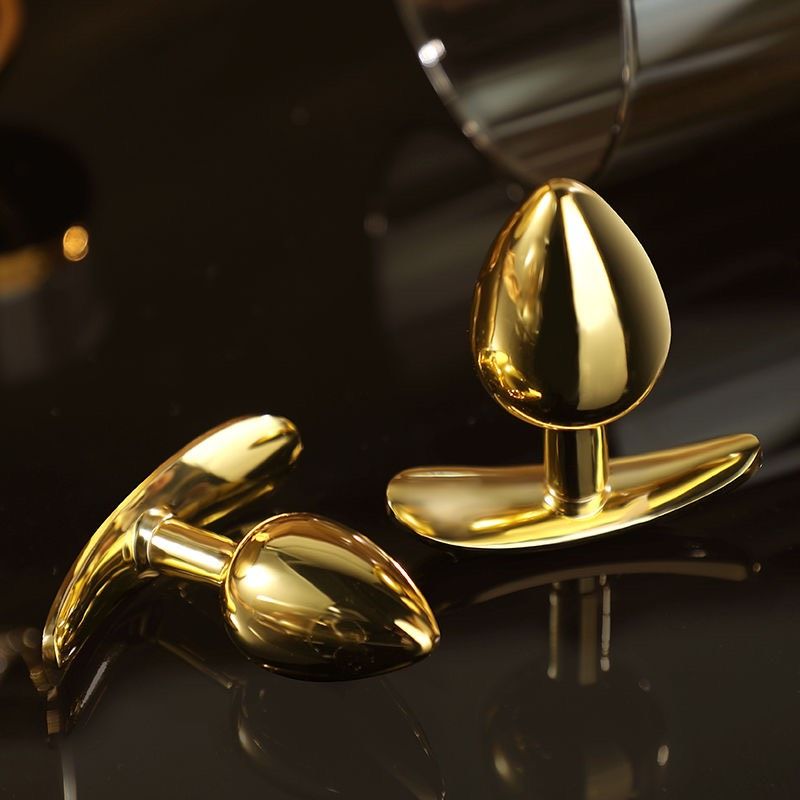  Phích Cấm Hậu Môn Inox Mạ Vàng Cao Cấp Gold Kim Cương Đỏ 