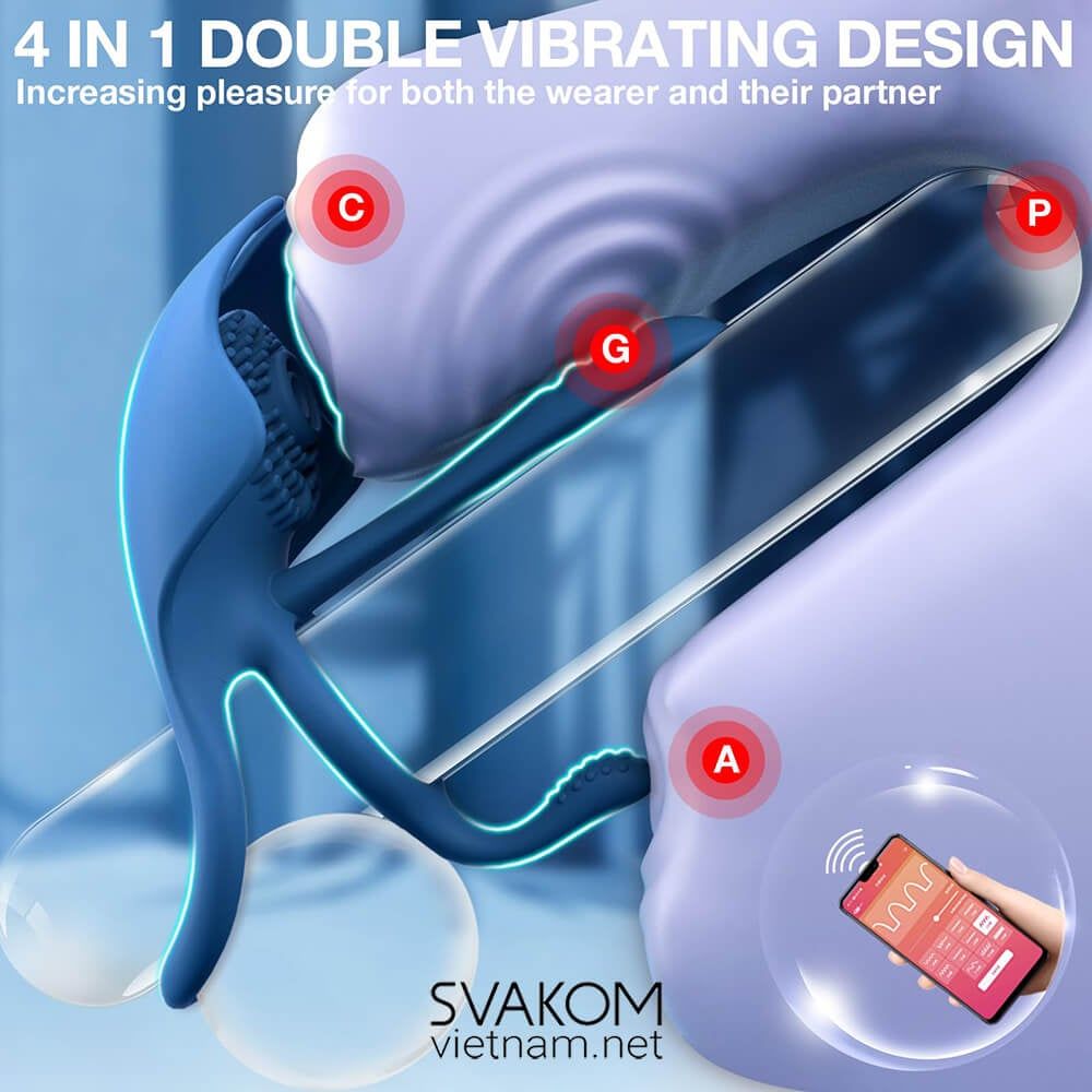  Cock Ring SVAKOM Barzillai - Vòng Đeo Dương Vật Kích Thích 4 Điểm Nhạy Cảm Điều Khiển Qua Ứng Dụng 