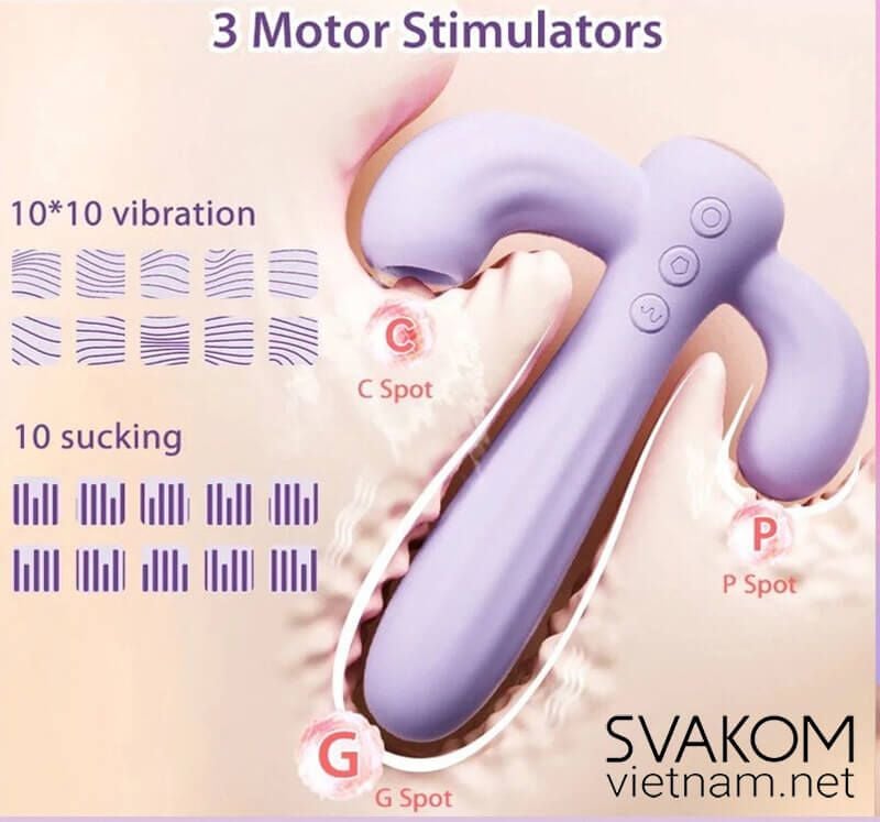  SVAKOM Bernice dương vật giả 3 nhánh xương rồng rung bú hút 