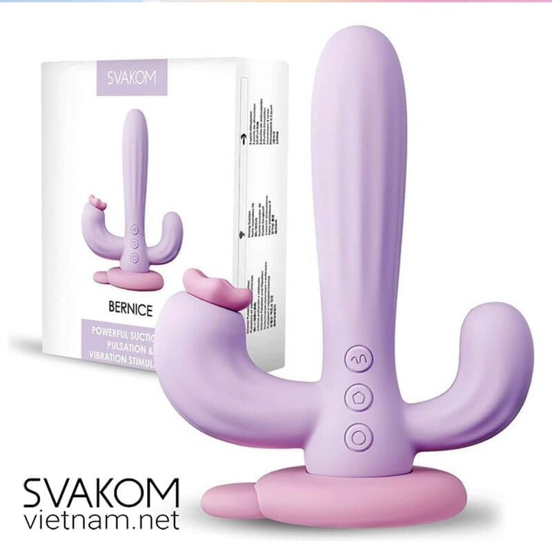  SVAKOM Bernice dương vật giả 3 nhánh xương rồng rung bú hút 