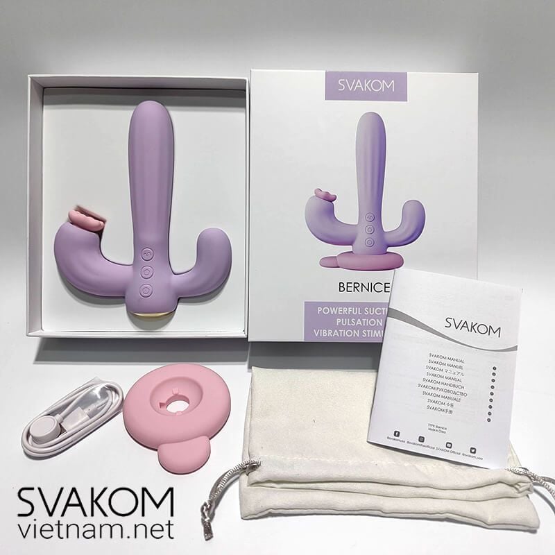  SVAKOM Bernice dương vật giả 3 nhánh xương rồng rung bú hút 