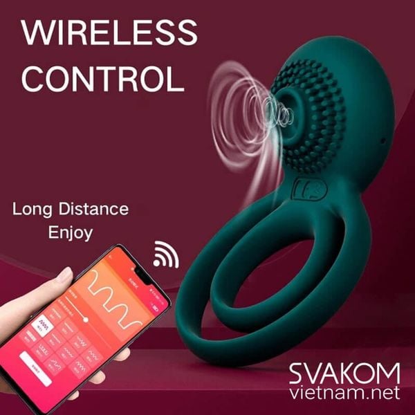 Vòng đeo dương vật SVAKOM Tammy Pro thiết kế vòng kép màu xanh