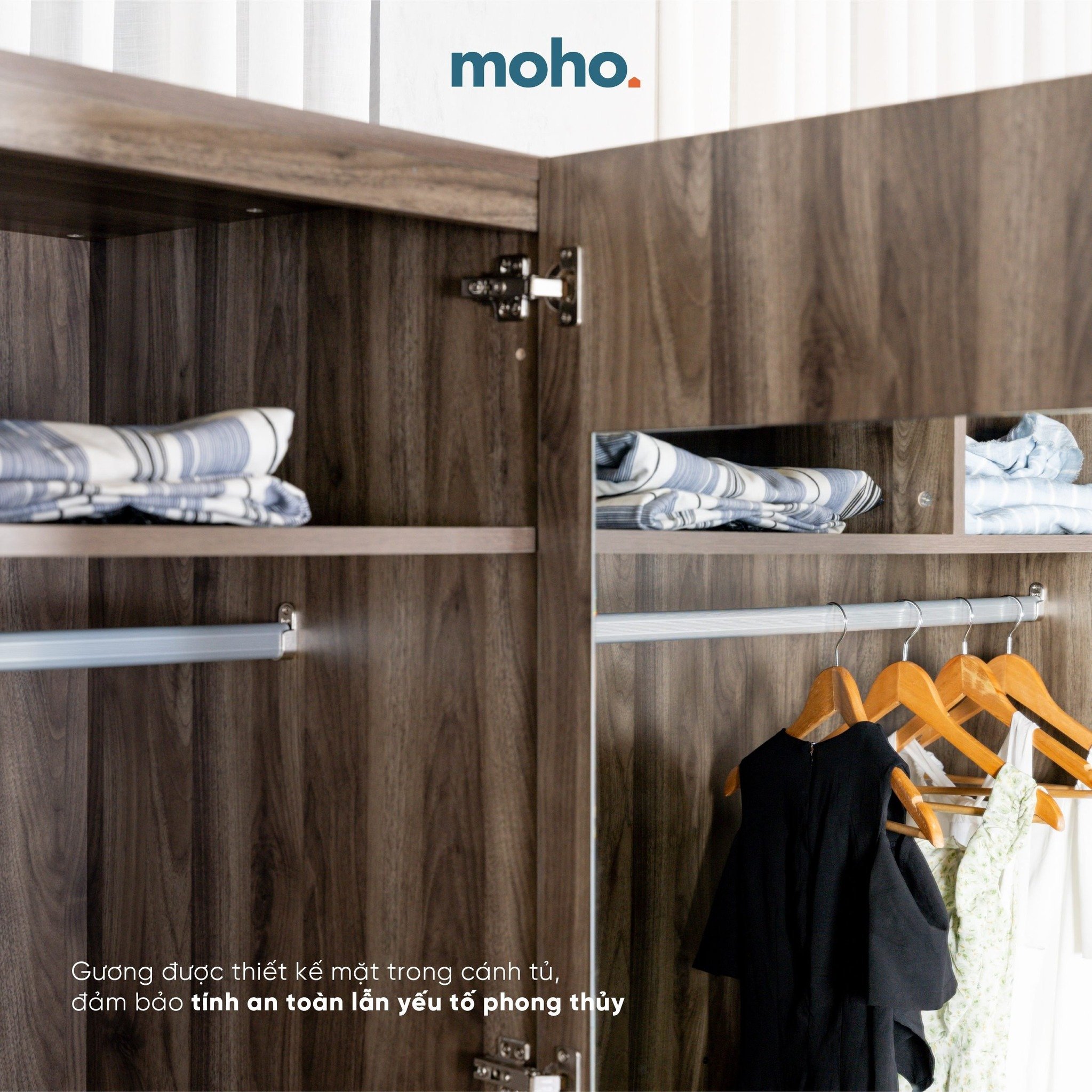 Tủ Quần Áo Gỗ Có Gương MOHO GRENAA 2 Nhiều Kích Thước 