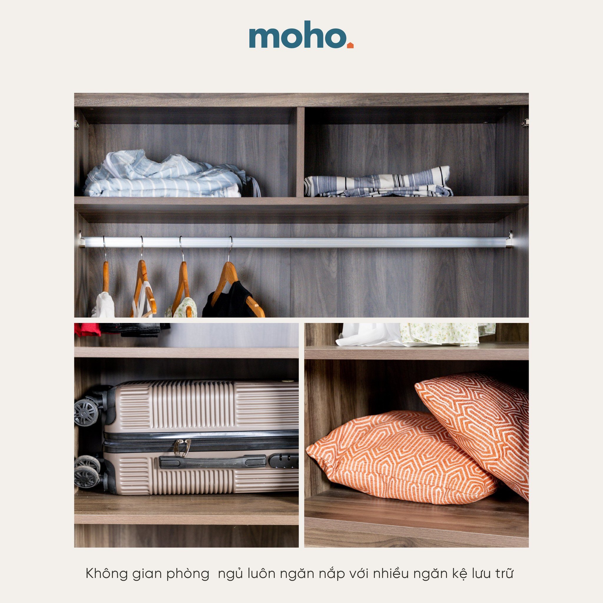  Tủ Quần Áo Gỗ Có Gương MOHO GRENAA 2 Nhiều Kích Thước 