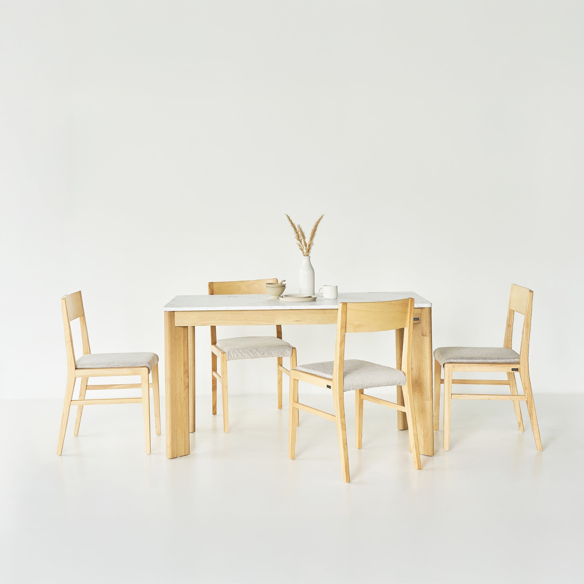  Bộ Bàn Ăn Gỗ 4 Ghế - 6 Ghế SCANIA (Màu Tự Nhiên, Mặt Vân Đá) 