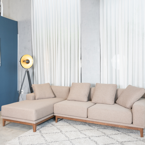  Combo Sofa Gỗ Cao Su Chữ L MOHO HOBRO ( Màu nâu, 2m7) 
