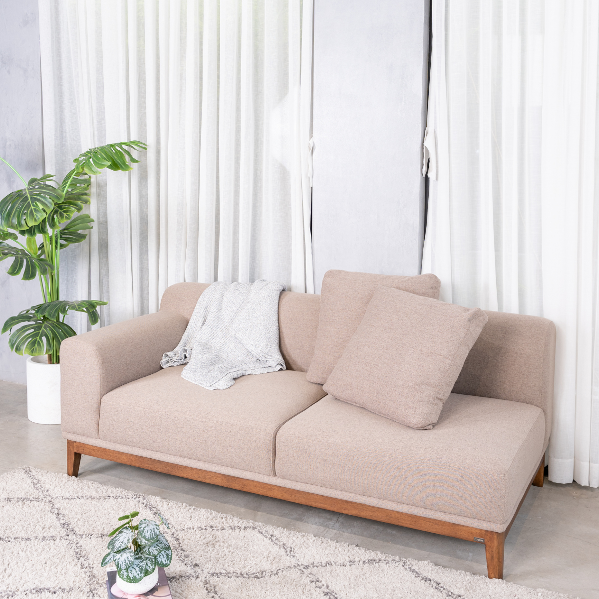  Combo Sofa Gỗ Cao Su Chữ L MOHO HOBRO ( Màu nâu, 2m7) 