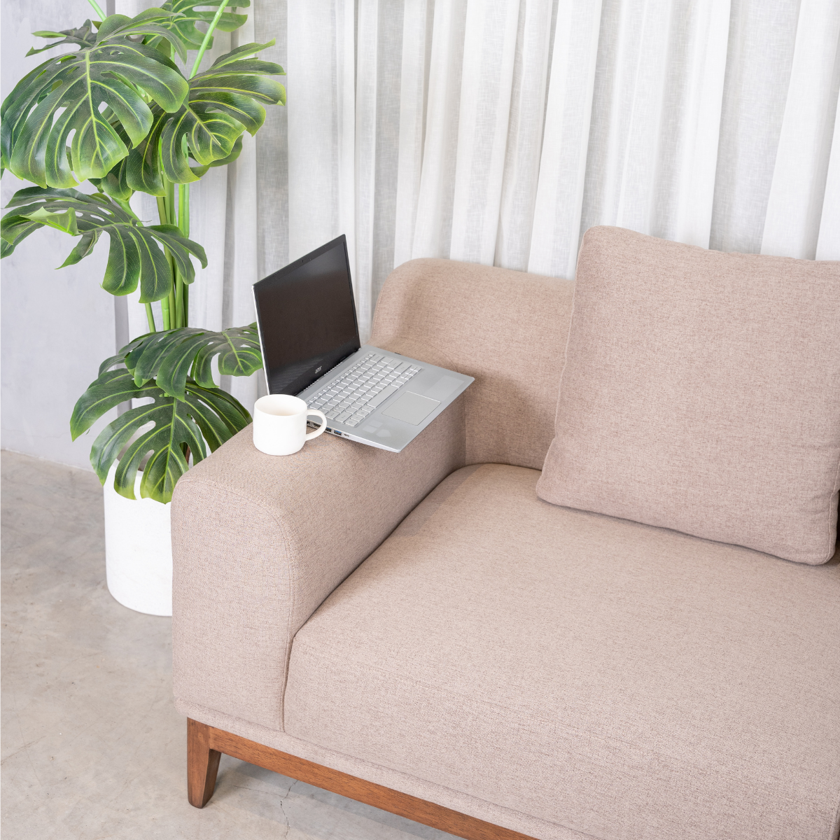  Combo Sofa Gỗ Cao Su Chữ L MOHO HOBRO ( Màu nâu, 2m7) 