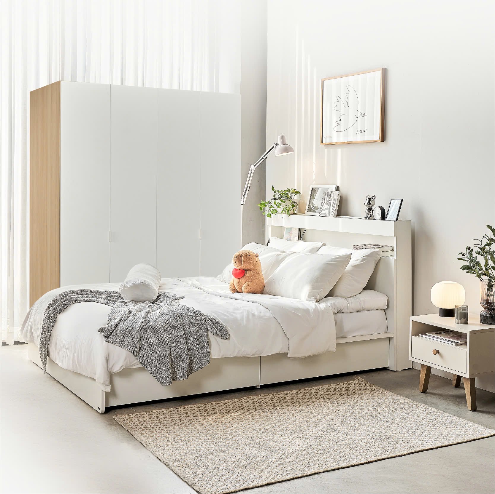  Combo Phòng Ngủ MOHO MOVA (Giường Có Hộc & Ổ Điện Và Tủ Quần Áo) 