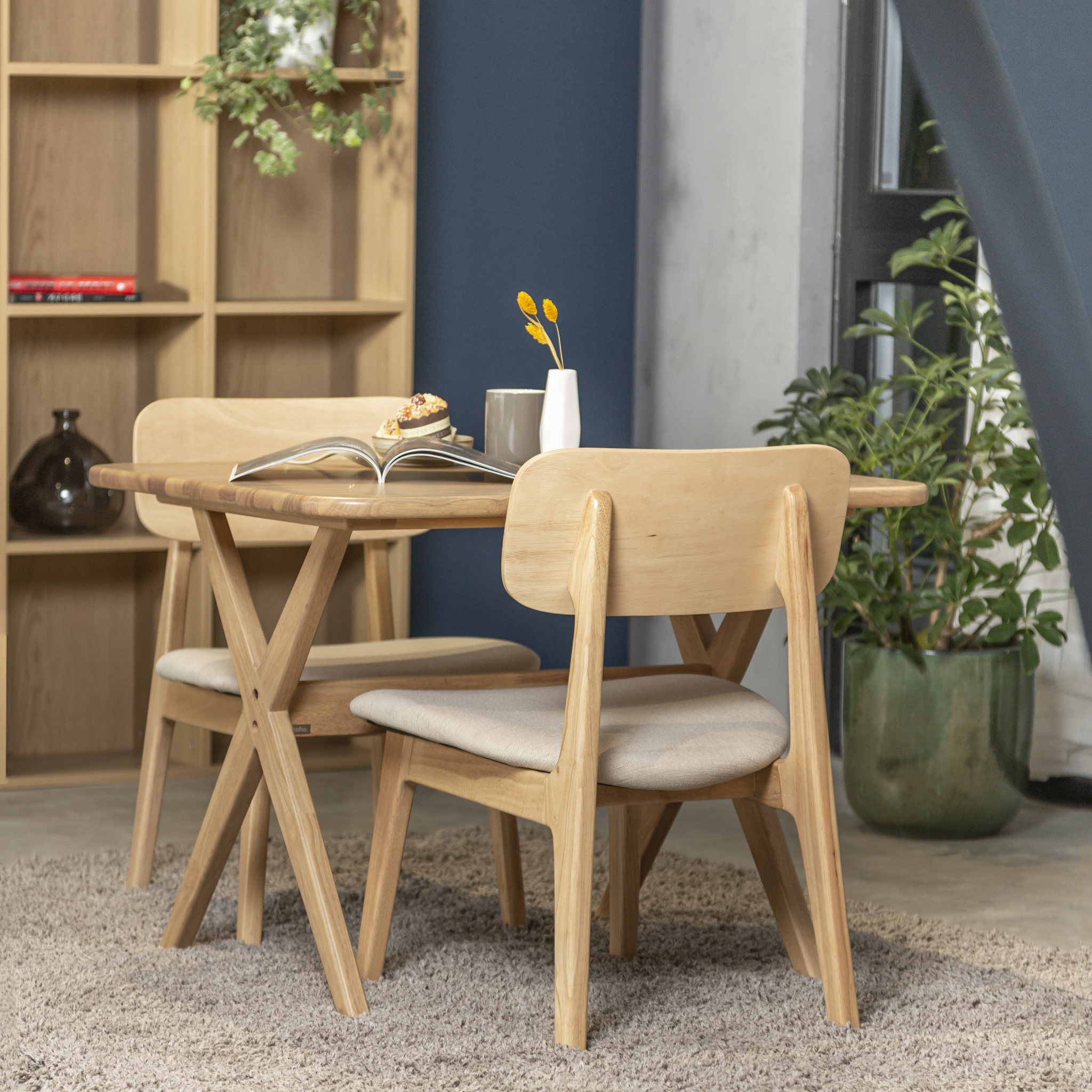  Bàn Ăn Gỗ Cao Su Tự Nhiên MOHO VLINE 601 90cm 