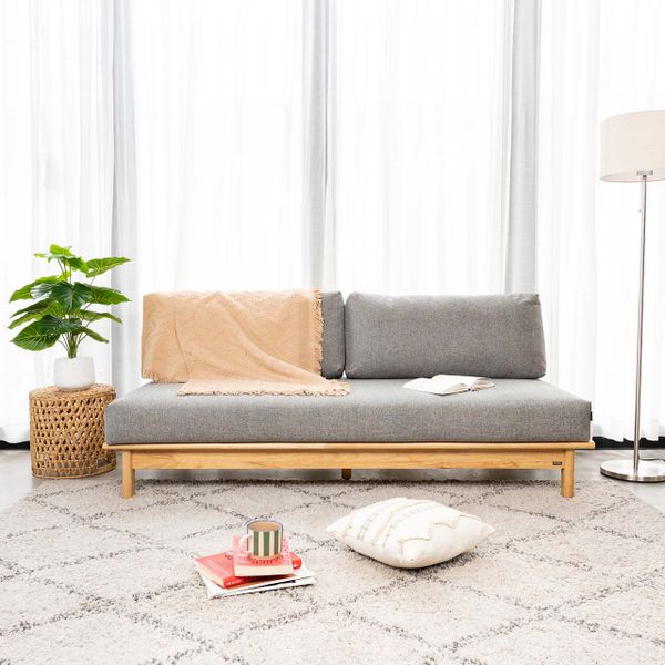 Ghế Sofa Gỗ Cao Su Tự Nhiên MOHO VLINE 601 Màu Xám Đậm 1