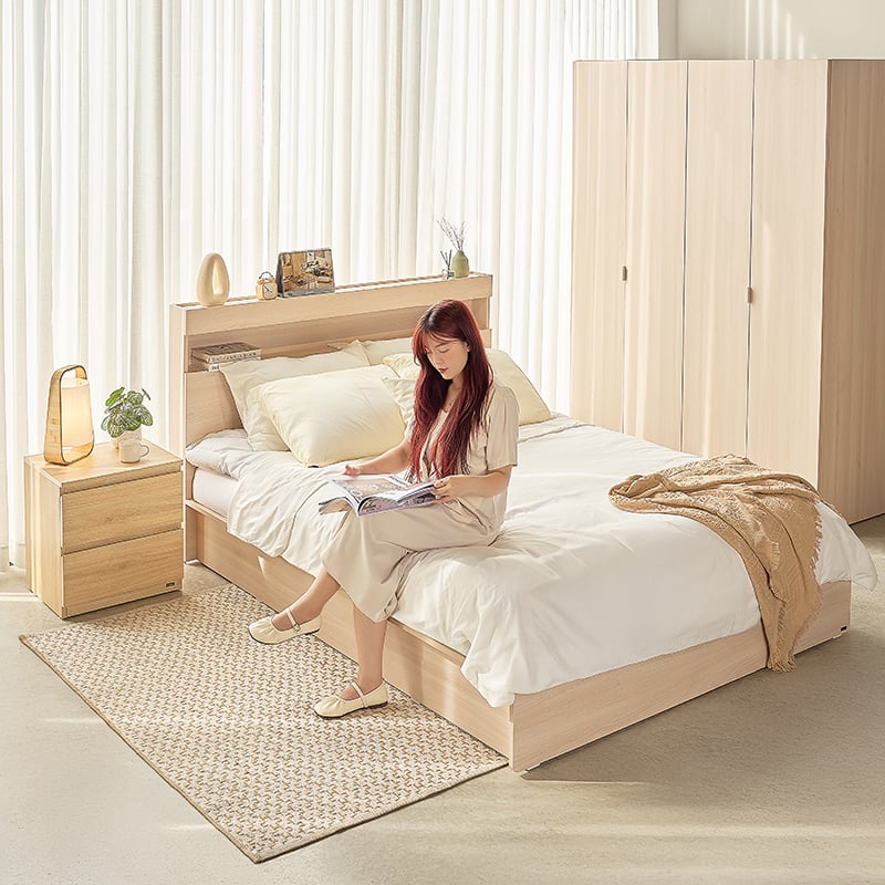  Combo Phòng Ngủ 2 Món MOHO MOVA (Giường Có Hộc & Ổ Điện Và Tủ Quần Áo 1m6) 