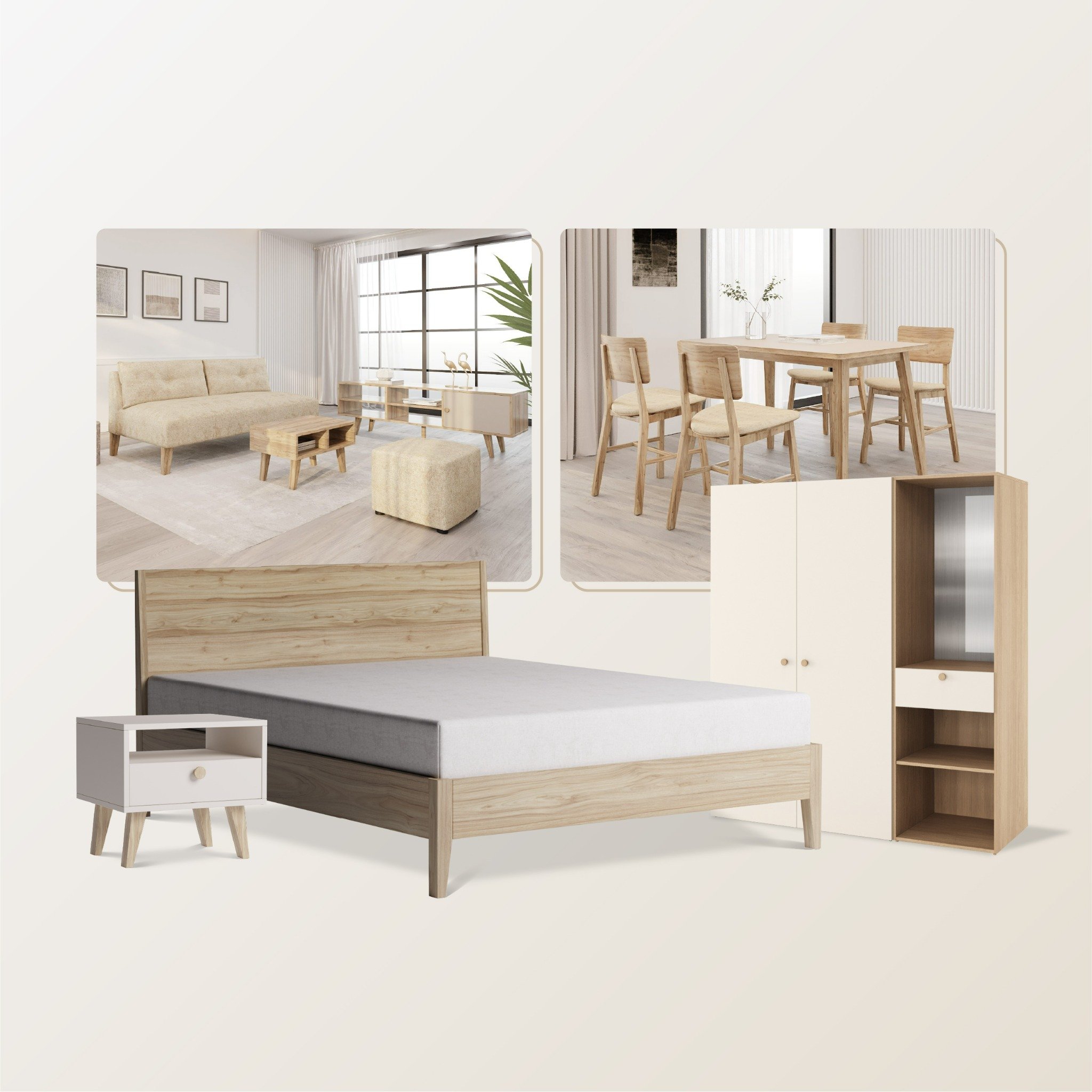  Tủ Đầu Giường Gỗ MOHO UBEDA V2 