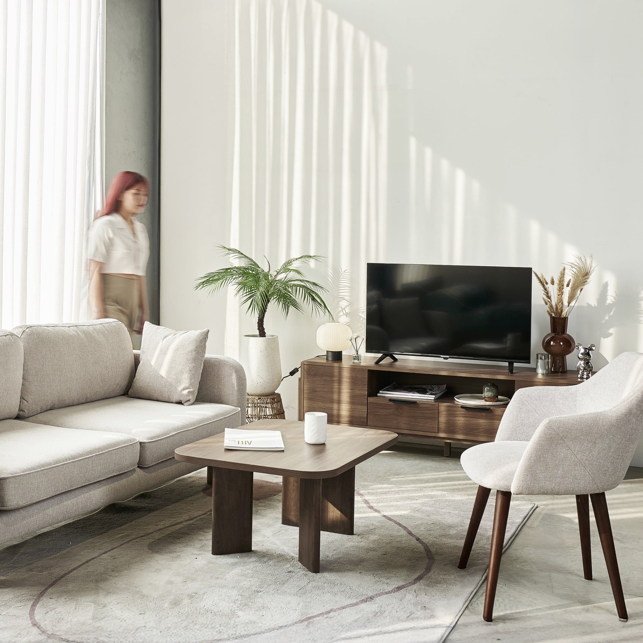  Bàn Sofa – Bàn Cafe – Bàn Trà Dalumd (Màu Nâu Hạnh Nhân, 80) 