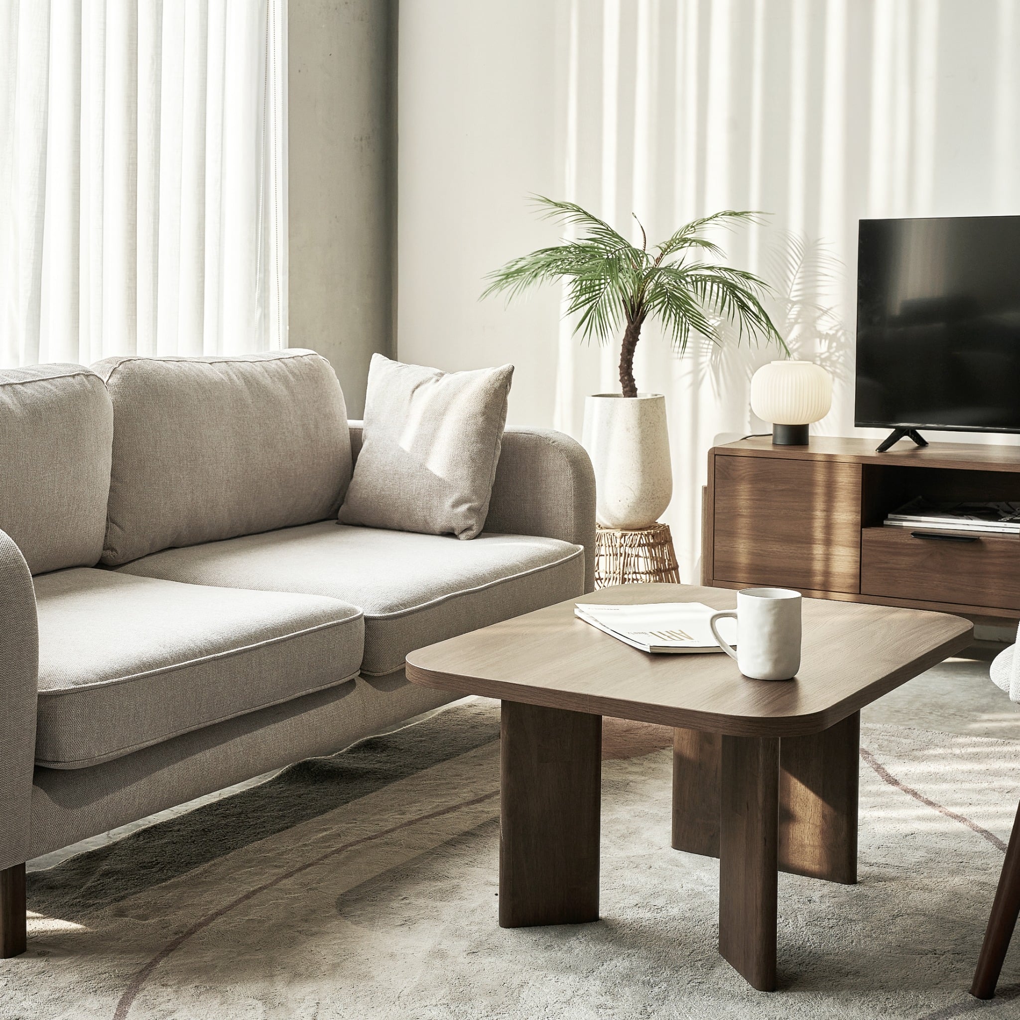  Bàn Sofa – Bàn Cafe – Bàn Trà Dalumd (Màu Nâu Hạnh Nhân, 80) 