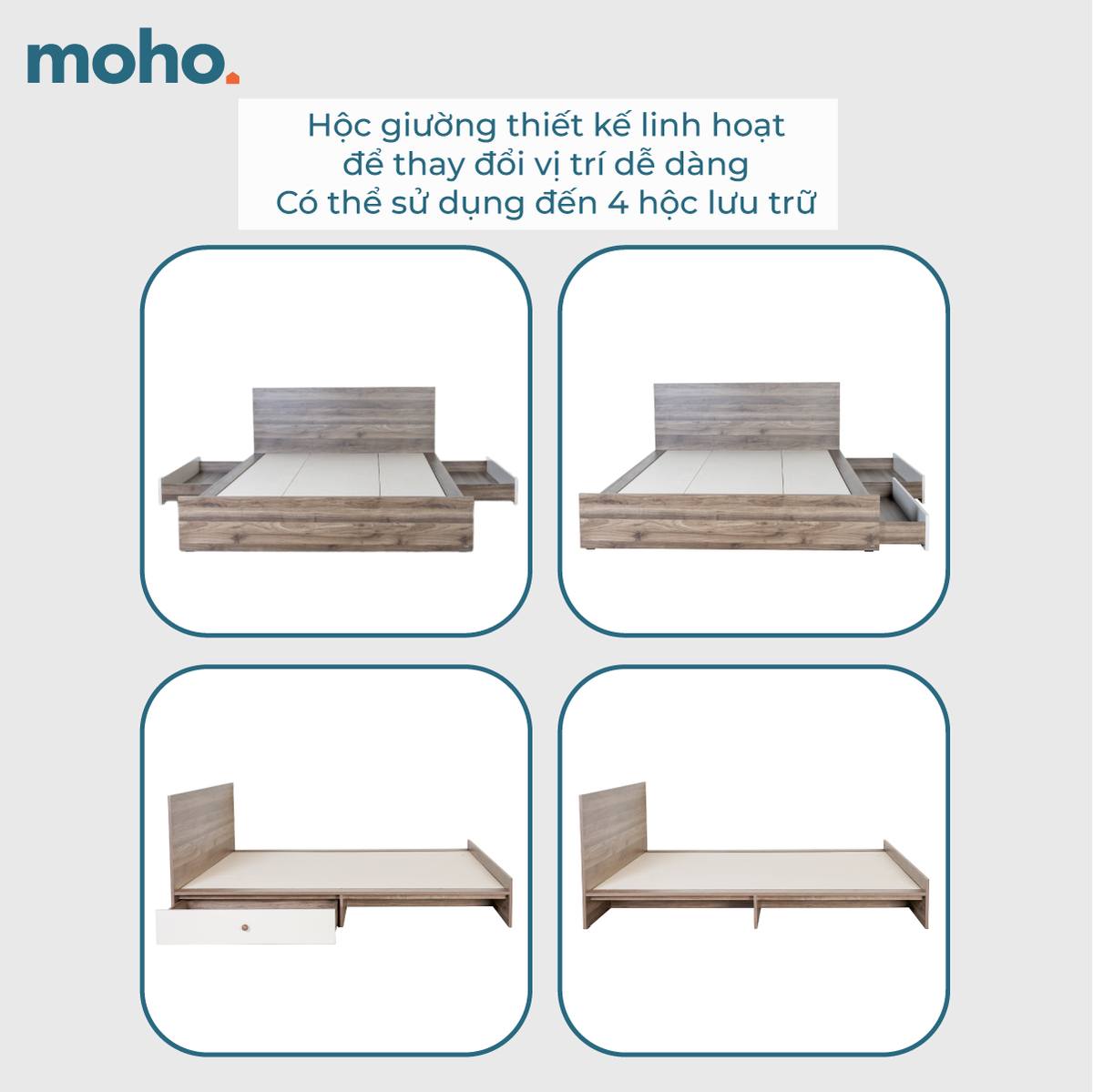  Giường Ngủ Gỗ Có Hộc MOHO GRENAA 201 