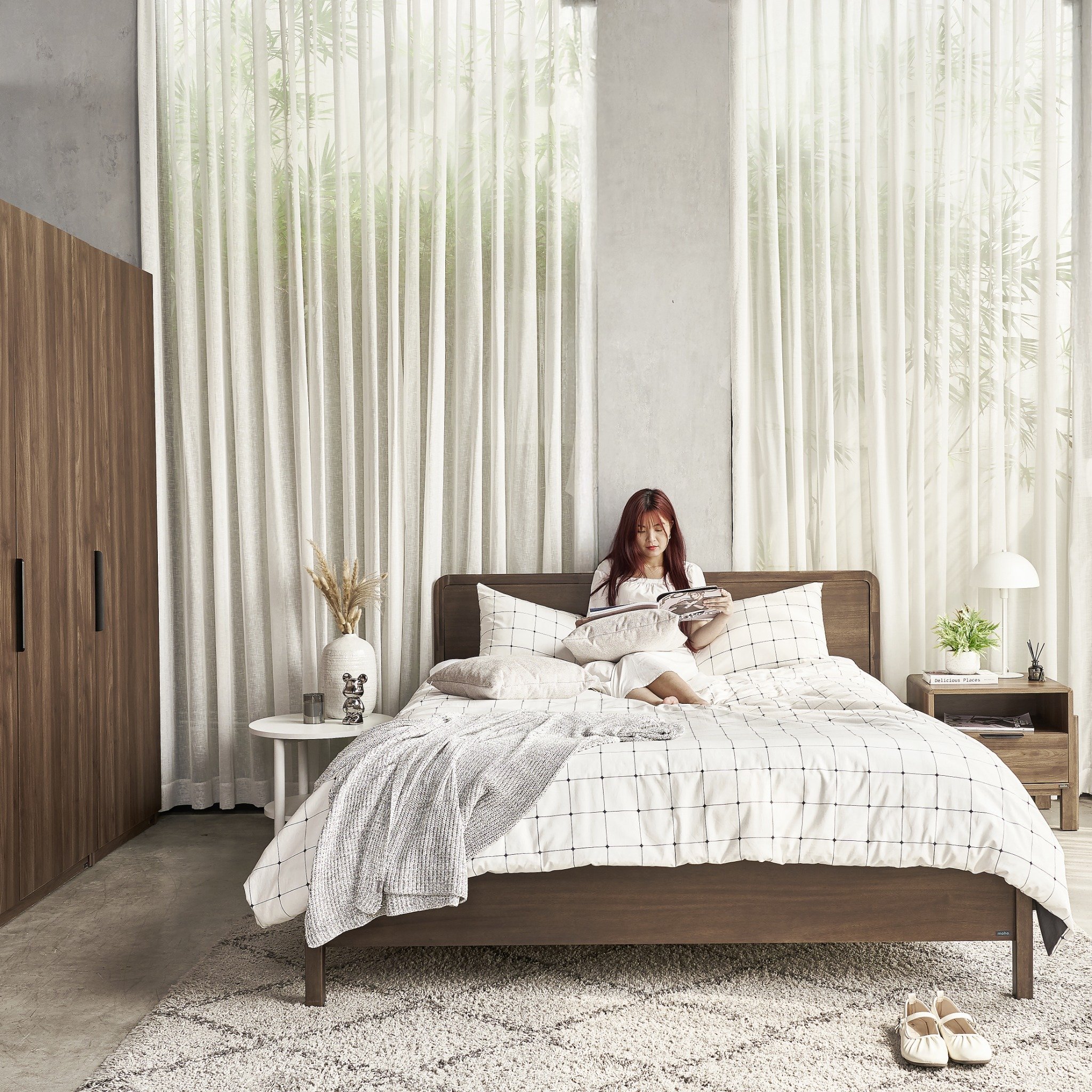  Giường Ngủ Gỗ Tràm MOHO DALUMD 301 Ver 2 Màu Nâu Hạnh Nhân 