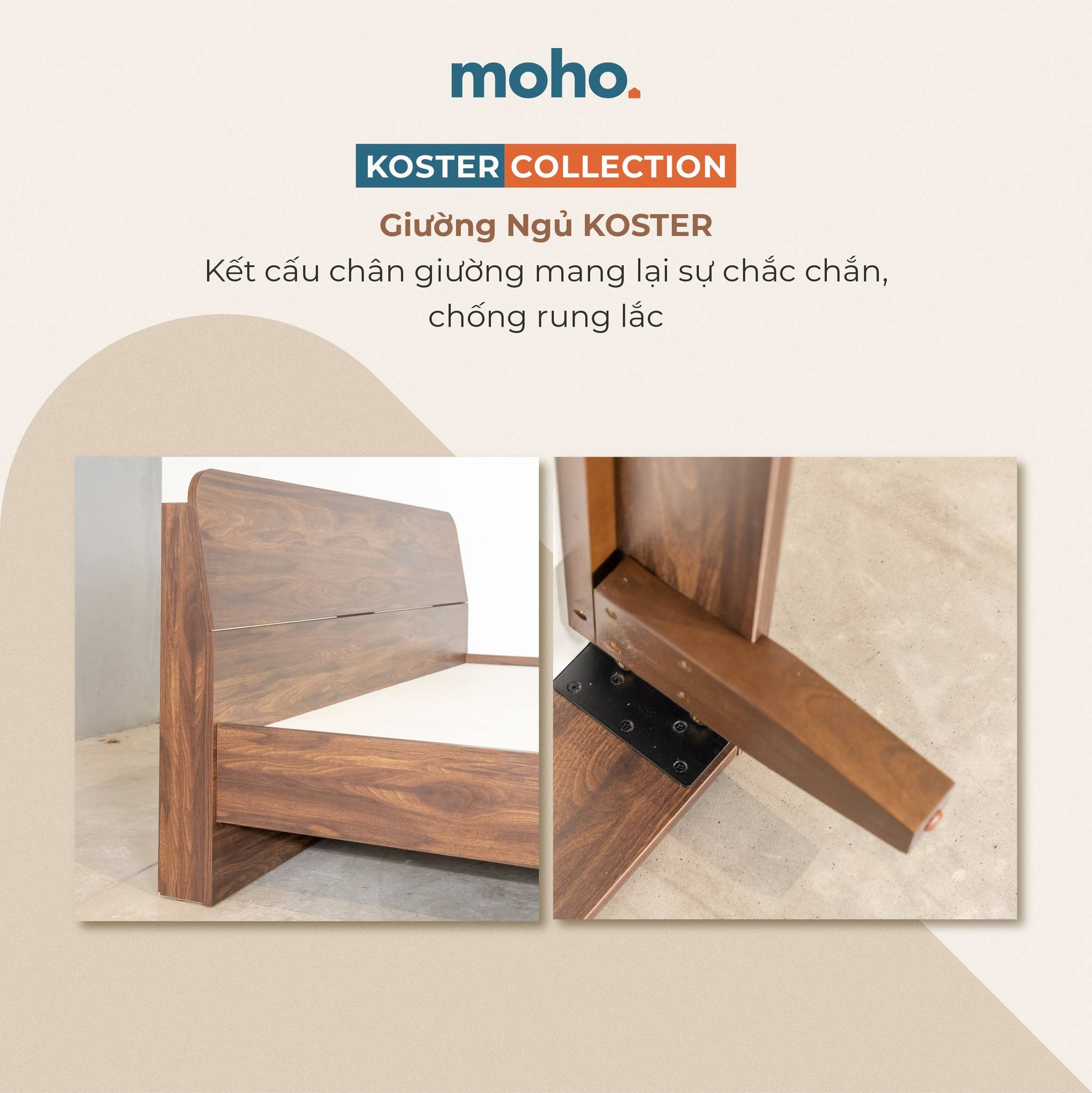  Giường Ngủ MOHO KOSTER Màu Nâu 1m6 