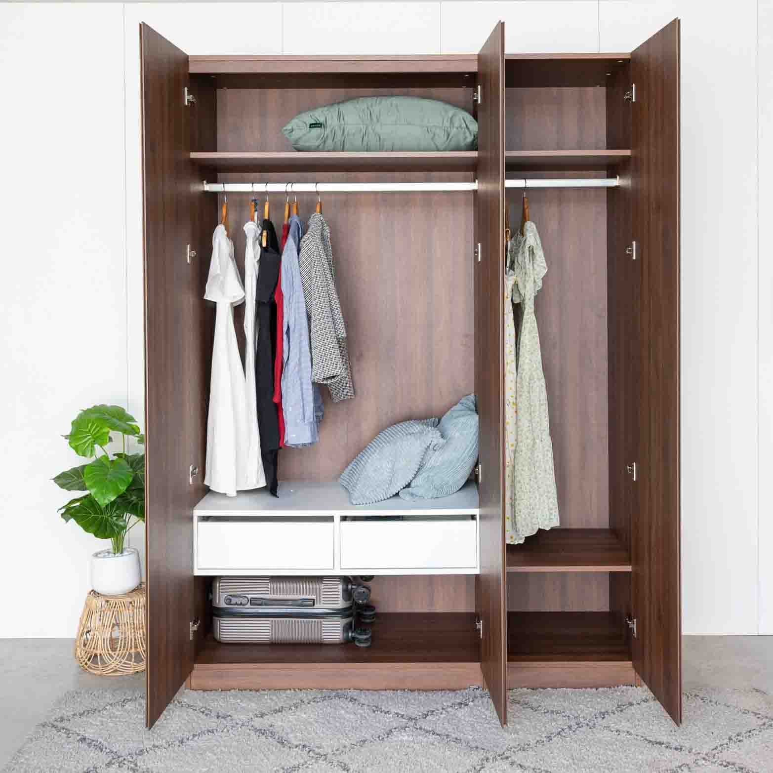  Set Tủ Quần Áo Gỗ MOHO VIENNA 201 3 Cánh Thanh Treo 4 Màu 